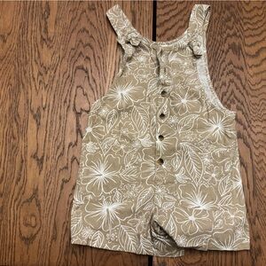 Floral Tan‎ Kids One Piece Overall / Romper Shorts